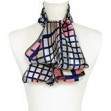 日本製 横浜シルクKINUWAループストール サテンストライプ キュービック柄