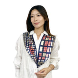 日本製 横浜シルクKINUWAループストール サテンストライプ キュービック柄