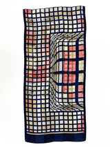 日本製 横浜シルクKINUWAループストール サテンストライプ キュービック柄