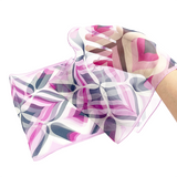 日本製 横浜シルクKINUWAループストール シルクシフォン クローバーアート