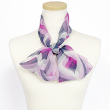 〈NEW〉日本製 横浜シルクKINUWAループストール シルクシフォン クローバーアート