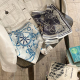 日本製 横浜シルクKINUWAループストール サテンストライプ タイマリーナ柄