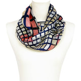 日本製 横浜シルクKINUWAループストール サテンストライプ キュービック柄