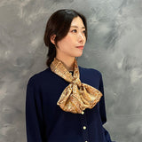 日本製 横浜シルクKINUWAループストール サテンストライプ インディアナエトロ柄