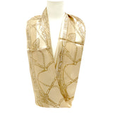 日本製 横浜シルクKINUWAループストール サテンストライプ リード柄