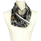 日本製 横浜シルクKINUWAループストール サテンストライプ タイマリーナ柄