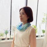 日本製 横浜シルクKINUWA リングスカーフ ブリーズチェック柄