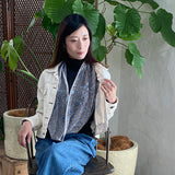 日本製 横浜シルクKINUWAループストール サテンストライプ インディアナエトロ柄