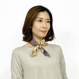 日本製 横浜シルクKINUWAループストール サテンストライプ カシミール小紋柄