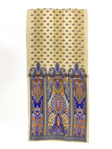 日本製 横浜シルクKINUWAループストール サテンストライプ カシミール小紋柄