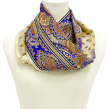 日本製 横浜シルクKINUWAループストール サテンストライプ カシミール小紋柄