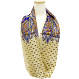 日本製 横浜シルクKINUWAループストール サテンストライプ カシミール小紋柄