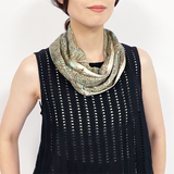 日本製 横浜シルクKINUWAループストール サテンストライプ インディアナエトロ柄