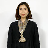 日本製 横浜シルクKINUWAループストール サテンストライプ カシミール小紋柄