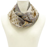 日本製 横浜シルクKINUWAループストール サテンストライプ カシミール小紋柄