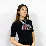 日本製 横浜シルクKINUWAループストール サテンストライプ キュービック柄