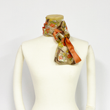 日本製 横浜シルクKINUWAループストール サテンストライプ バースデーブーケ柄