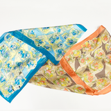 日本製 横浜シルクKINUWAループストール サテンストライプ バースデーブーケ柄