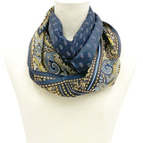 日本製 横浜シルクKINUWAループストール サテンストライプ カシミール小紋柄