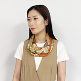 日本製 横浜シルクKINUWAループストール サテンストライプ バースデーブーケ柄