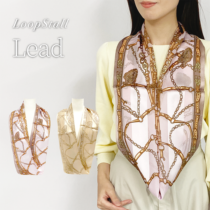 日本製 横浜シルクKINUWAループストール サテンストライプ リード柄