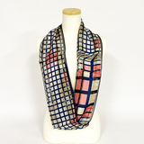 日本製 横浜シルクKINUWAループストール サテンストライプ キュービック柄