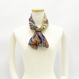 日本製 横浜シルクKINUWAループストール サテンストライプ カシミール小紋柄