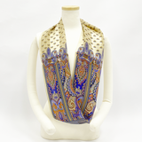 日本製 横浜シルクKINUWAループストール サテンストライプ カシミール小紋柄