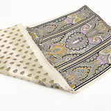 日本製 横浜シルクKINUWAループストール サテンストライプ カシミール小紋柄