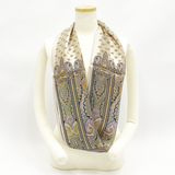 日本製 横浜シルクKINUWAループストール サテンストライプ カシミール小紋柄