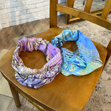 日本製 横浜シルクKINUWA リングスカーフ ブリーズチェック柄