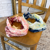 日本製 横浜シルクKINUWAリングスカーフ サンライトリーフ柄