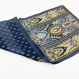 日本製 横浜シルクKINUWAループストール サテンストライプ カシミール小紋柄