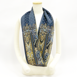 日本製 横浜シルクKINUWAループストール サテンストライプ カシミール小紋柄