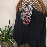 日本製 横浜シルクKINUWAループストール サテンストライプ キュービック柄