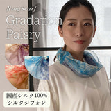 日本製 横浜シルクKINUWAリングスカーフ グラデーションペイズリー柄