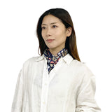 日本製 横浜シルクKINUWAループストール サテンストライプ キュービック柄