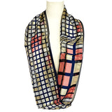 日本製 横浜シルクKINUWAループストール サテンストライプ キュービック柄