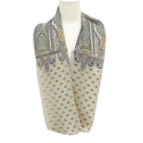 日本製 横浜シルクKINUWAループストール サテンストライプ カシミール小紋柄