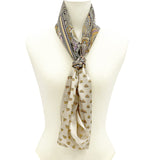 日本製 横浜シルクKINUWAループストール サテンストライプ カシミール小紋柄