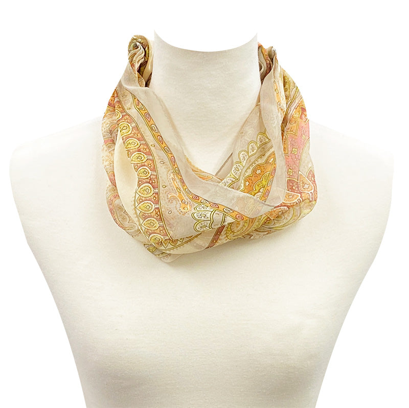 日本製 横浜シルクKINUWAリングスカーフ アラベスク柄