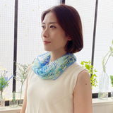 日本製 横浜シルクKINUWA リングスカーフ ブリーズチェック柄