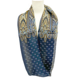 日本製 横浜シルクKINUWAループストール サテンストライプ カシミール小紋柄