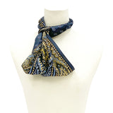 日本製 横浜シルクKINUWAループストール サテンストライプ カシミール小紋柄