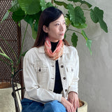 日本製 横浜シルクKINUWAリングスカーフ グラデーションペイズリー柄