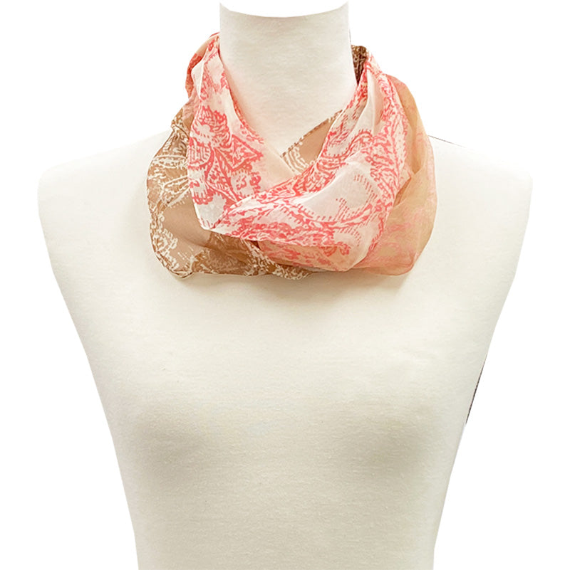 日本製 横浜シルクKINUWAリングスカーフ グラデーションペイズリー柄