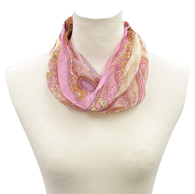 日本製 横浜シルクKINUWAリングスカーフ アラベスク柄