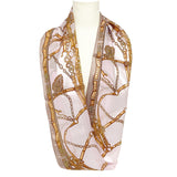 日本製 横浜シルクKINUWAループストール サテンストライプ リード柄