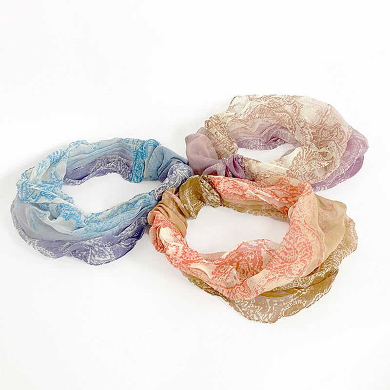 日本製 横浜シルクKINUWAリングスカーフ グラデーションペイズリー柄