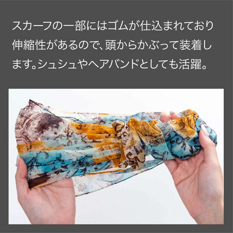 日本製 横浜シルクKINUWA（スカーフ）リングスカーフ ブリーズチェック